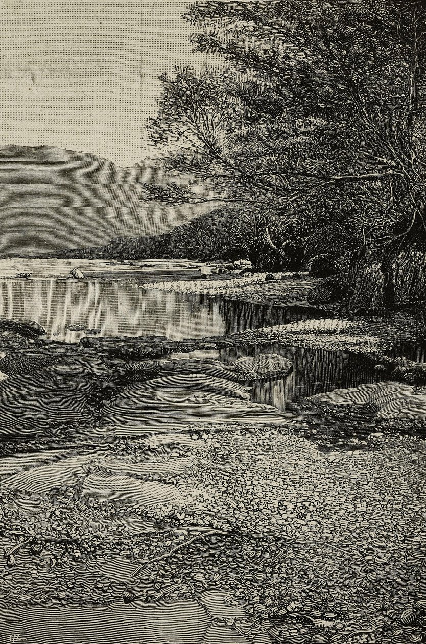 Gudda-joen rannat, Afrikka, kaiverrus V Bottegon valokuvasta, L