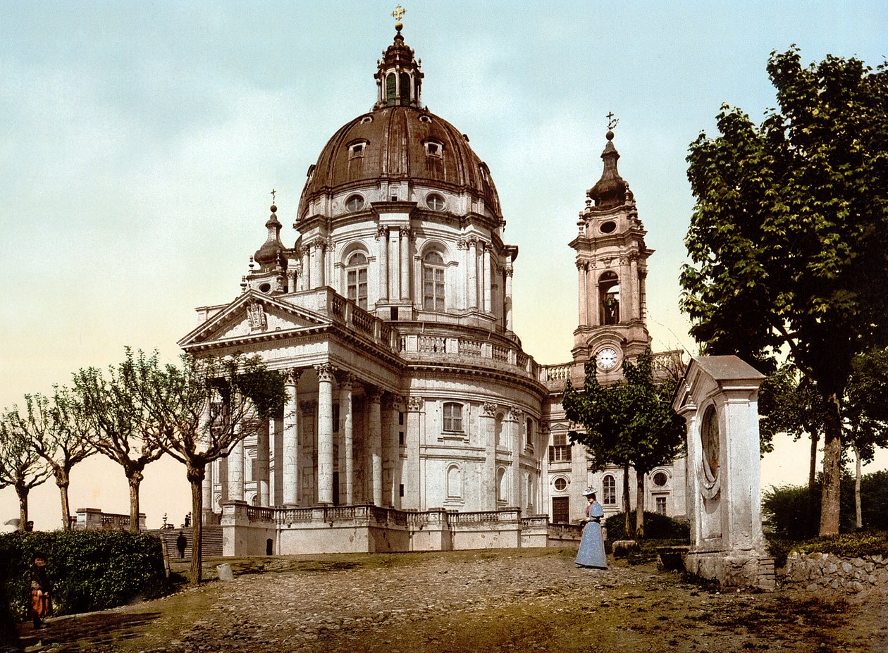 Basilica della Superga (Supergan basilika) Torinossa (Torino) Italiassa vuonna 1890 tekijältä Unknown artist
