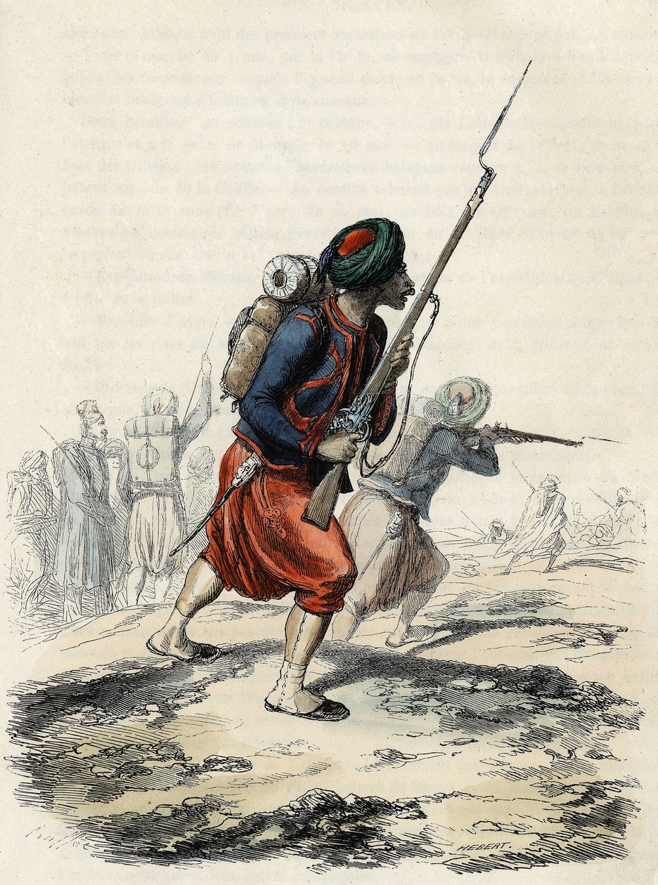 Ranskan armeen Zouaves-pataljoona, joka koostuu alkuperäisasukkaista, jonka kenraali Clausel muodosti vuonna 1830 Atlas-retkikuntaa varten Algeriaan, Leon Galibertin teoksessa "" L
