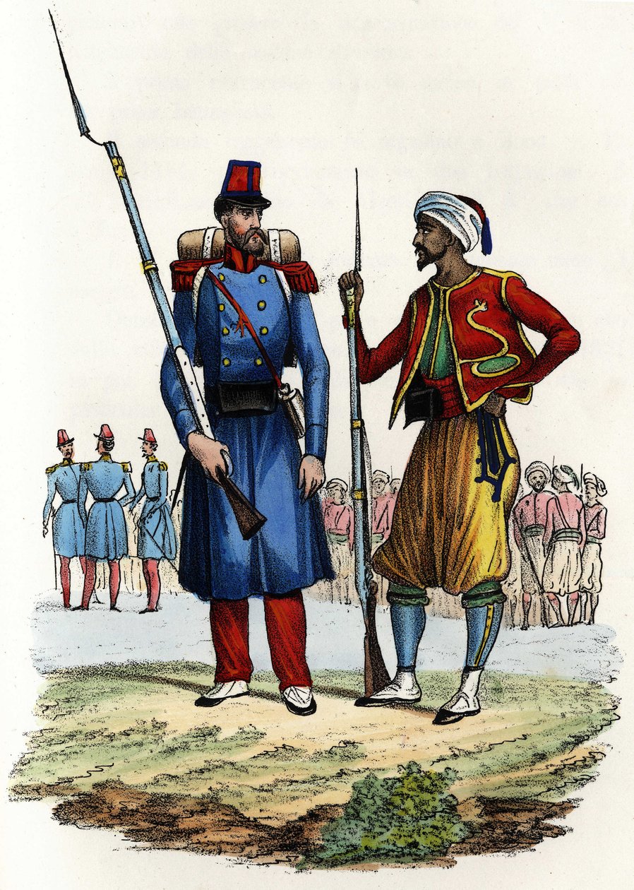 Muukalaislegioonan pataljoona muodostettiin ja lähetettiin Algeriaan vuonna 1831; alkuperäiskansojen ratsastajien pataljoona, muodostettu ja lähetetty Algeriaan vuonna 1841. Teoksessa ”” Storia d