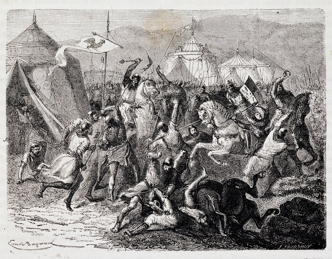 Cassel-vuoren taistelu - Henri Martinin "" Popular History of France" -julkaisussa, Jouvet, Paris, T.1 tekijältä Unknown artist