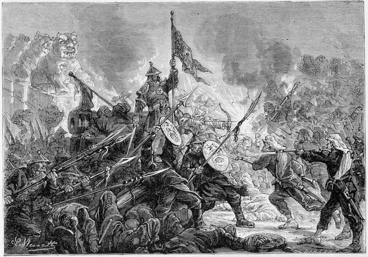 Palikaon taistelu: Manchu-armeijan tappio ranskalais-brittiläisten retkikuntajoukkojen edessä, 21.9.1860 - tekijältä Unknown artist