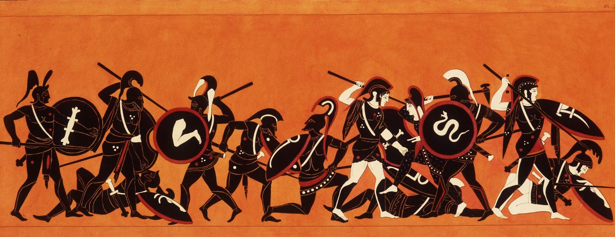 Kreikkalaisten ja troijalaisten taistelu (Troijan sota) 1808-1810 (maalaus) tekijältä Unknown artist
