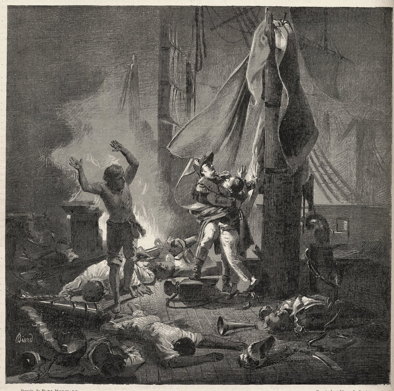 Niilin taistelu - Aboukirin taistelu - Lucen ja Giocante de Casabiancan kuolema (Luc-Julien-Joseph Casabianca tekijältä Unknown artist