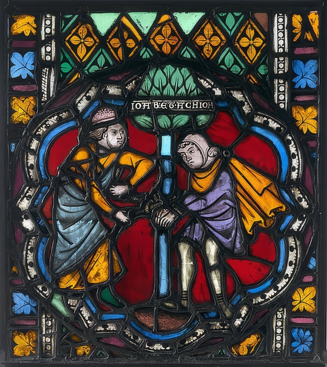 Tärkeä lasilevy. Strasbourg, n. 1270 (luultavasti aiemmin Pyhän Tuomaan kirkosta). tekijältä Unknown