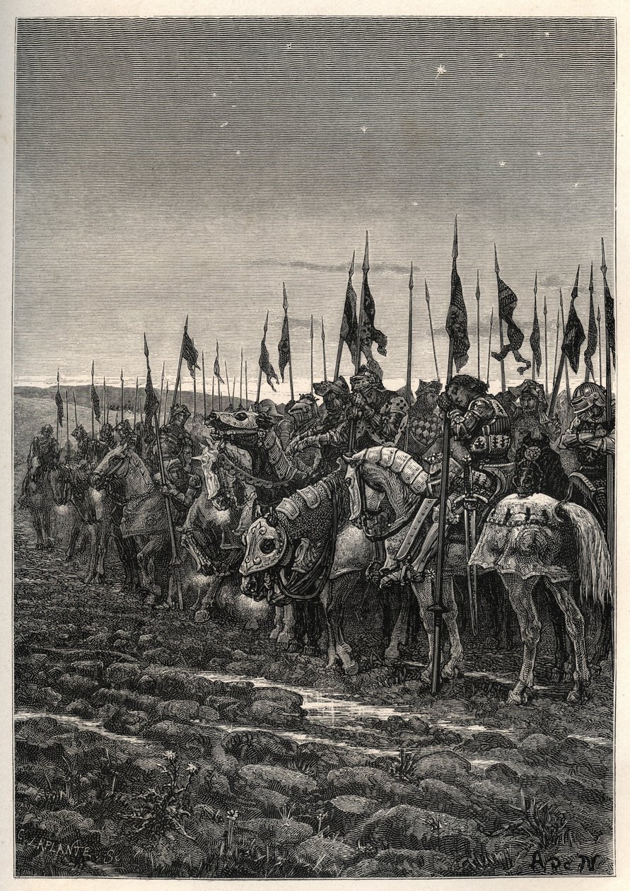 Ennen Agincourtin taistelua - 100 vuoden sota: Azincourtin taistelu (Pas-de-Calais) 25. lokakuuta tekijältä Unknown artist