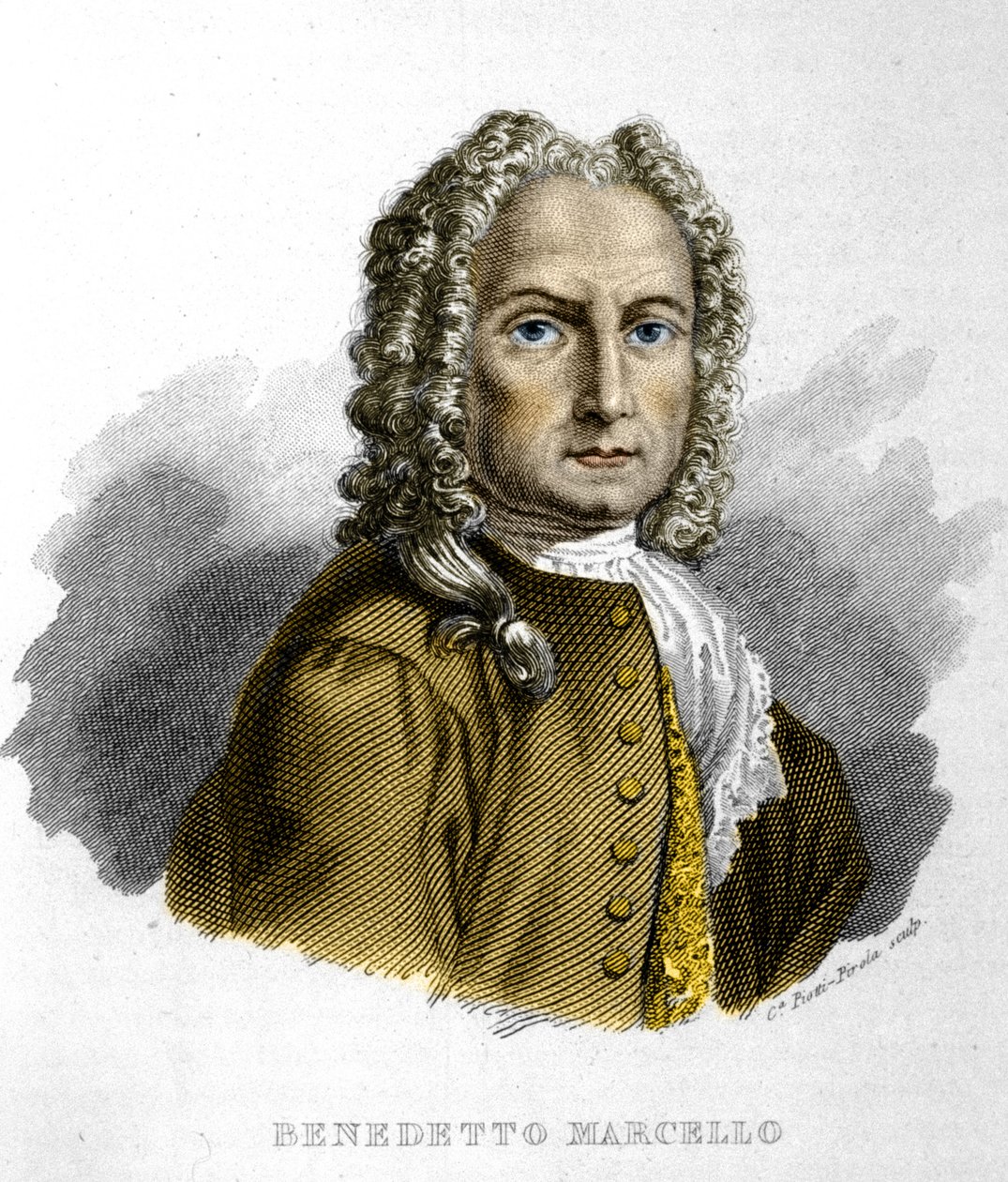 Benedetto Marcello (1686-1739) italialainen säveltäjä. 1800-luvun kaiverrus Milano tekijältä Unknown artist