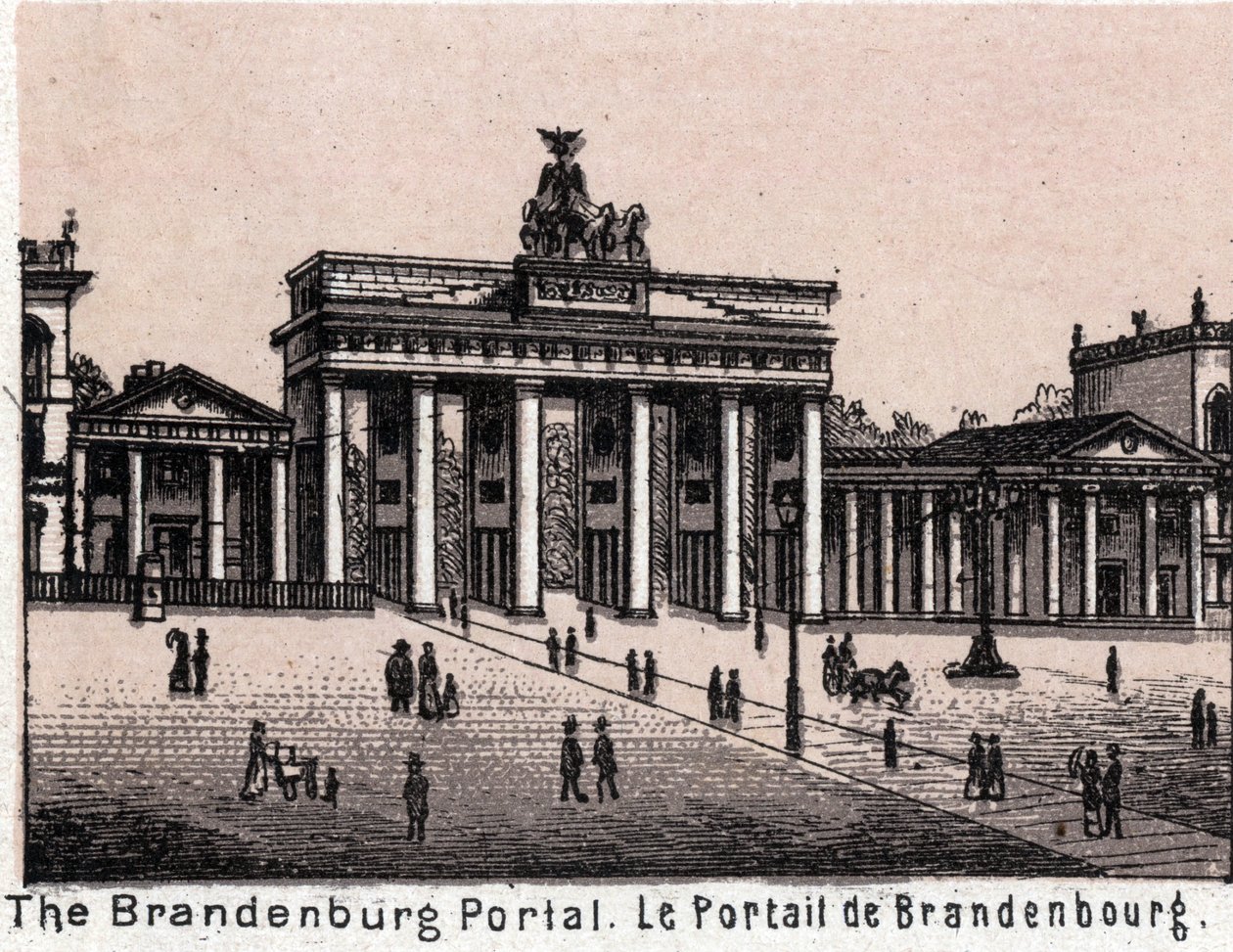 Berliini, Saksa: näkymä Brandenburgin portaalista. kirjassa "" Maailma havainnollistaa 168 näkymää"" Päiväämätön (1800-luvun loppu) tekijältä Unknown artist