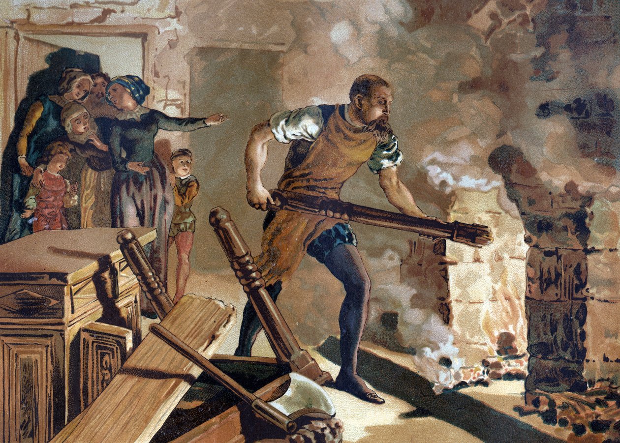 Bernard Palissy (1510-1589), keraamikko, ranskalainen, joka työskentelee emaliensa yhdistämisen parissa. tekijältä Unknown artist
