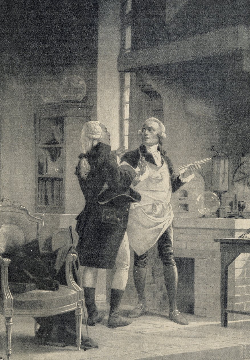 Berthollet vierailemassa Lavoisierissa Sorbonnen laboratoriossa - H. Kraemerin teoksessa "Universumi ja ihmiskunta" tekijältä Unknown artist