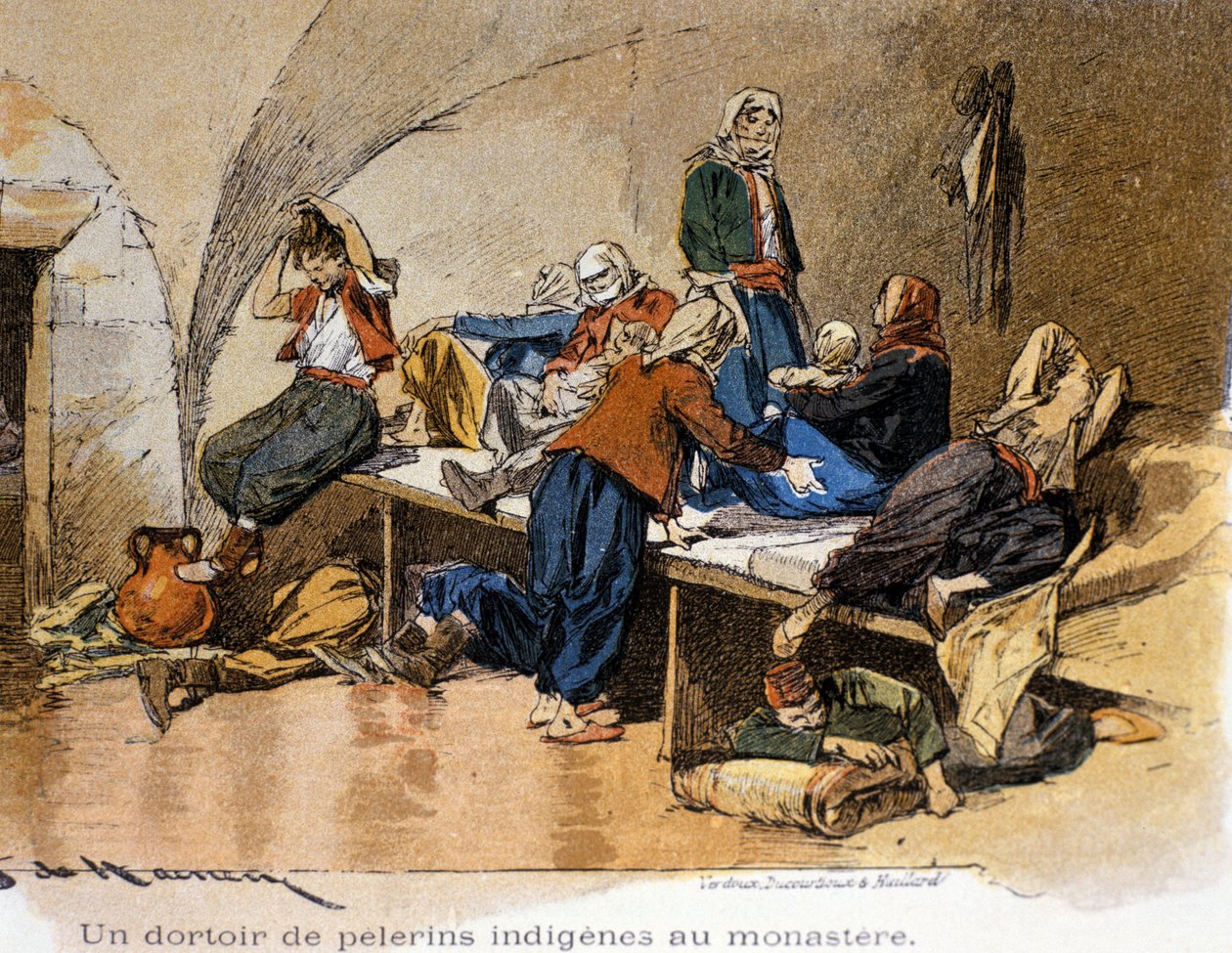 Bethleem. Pyhiinvaeltajien asuntola luostarissa. 1800-luvulla. tekijältä Unknown artist