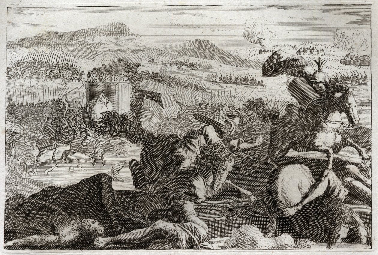 Royaumontin raamattu, Vanha testamentti: Juudaksen kuolema. Demetrius I Soter ja Nicanor. Judas Maccabee (Maccabee, Maccabee) kuolema taistelussa. Kuva osoitteesta tekijältä Unknown artist
