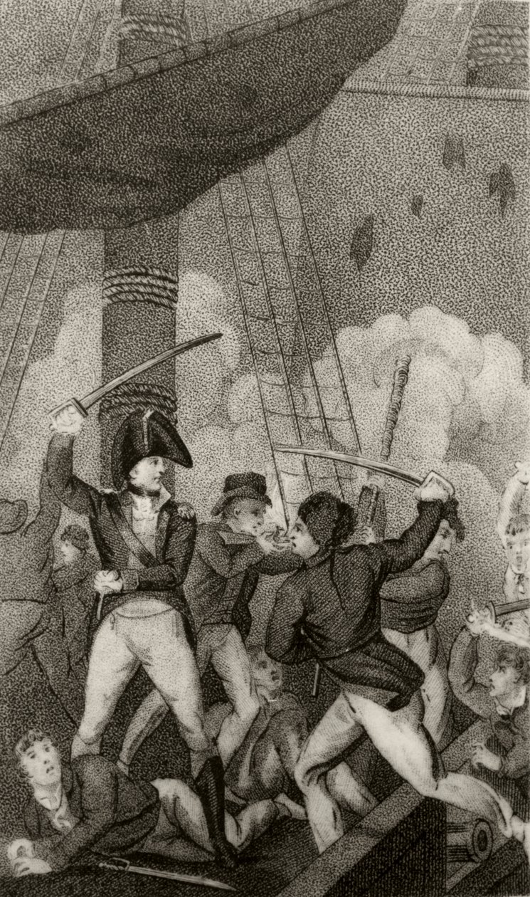 Blackbeard astuu Pearliin luutnantti Maynardin komentajana tekijältä Unknown artist