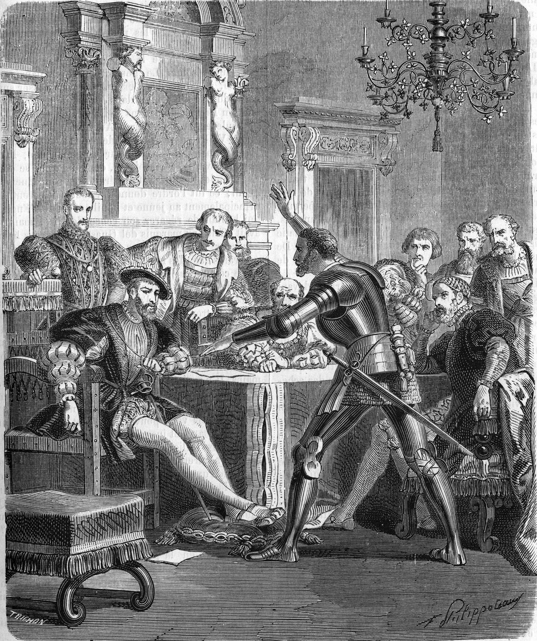 Blaise de Monluc (1502-1577), Ranskan marsalkka Francois 1:n hovissa. Kaiverrus 1800-luvulta. tekijältä Unknown artist