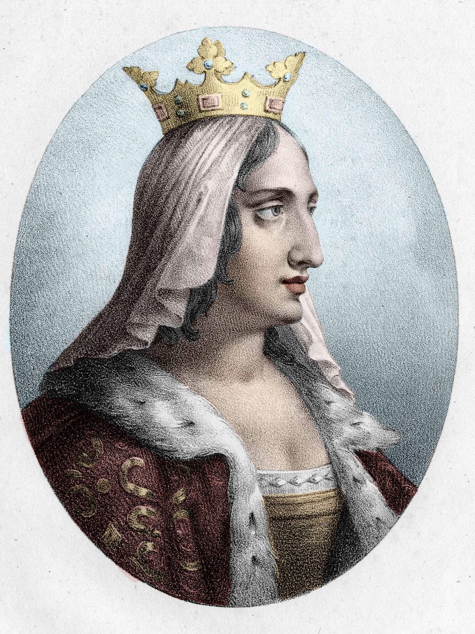 Blanche de Castile. Ranskan kuningatar (1188-1252).kuningas Ludvig VIII:n vaimo. kaiverrus 1800-luvulta. tekijältä Unknown artist