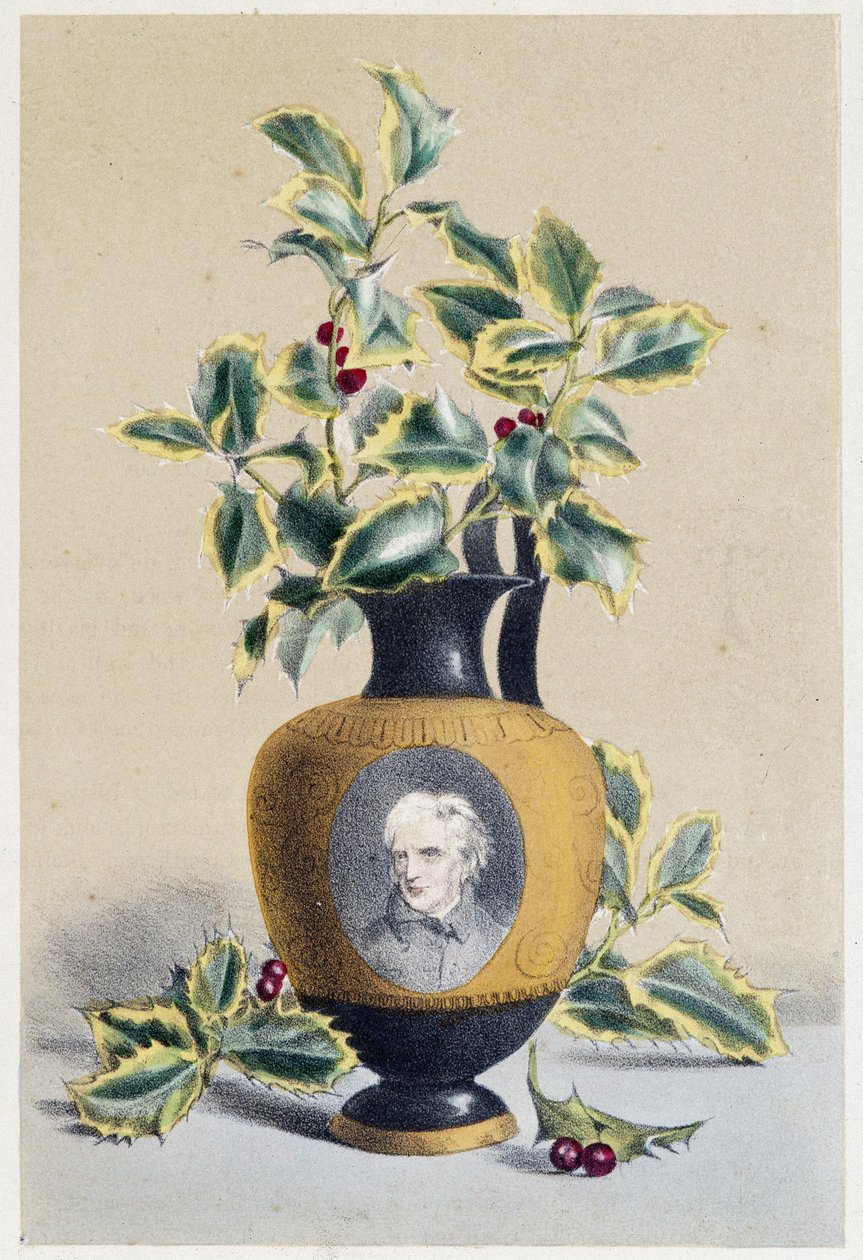 Holly-kimppu symboloi talvea - litografia tekijältä Unknown artist