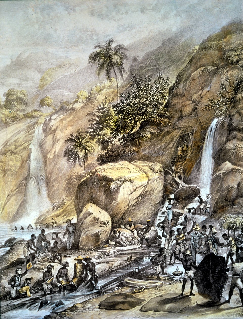 Brasilia, kultamalmi on laava Itacolumi-vuoristossa (Minas Gerais). 1820 tekijältä Unknown artist