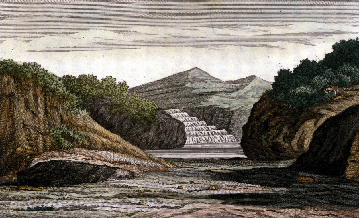 Brasilia, joki ja maa täynnä kultaisia pepiittejä. 1800-luvun kaiverrus) /Leemage tekijältä Unknown artist