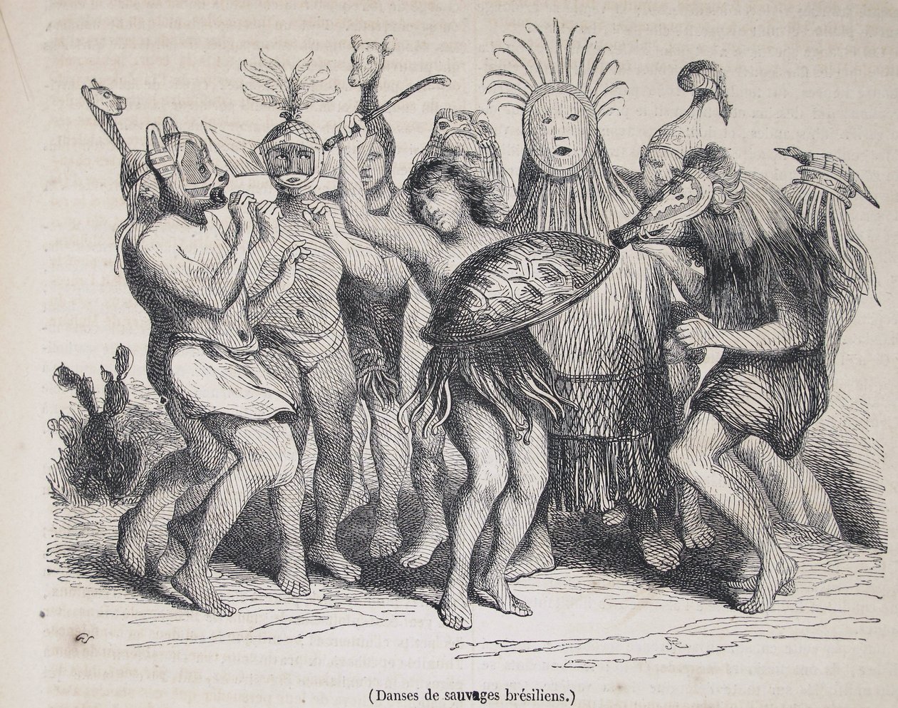Brasilian alkuperäisasukkaat tanssivat Le Magasin Pittoresquesta tekijältä Unknown artist