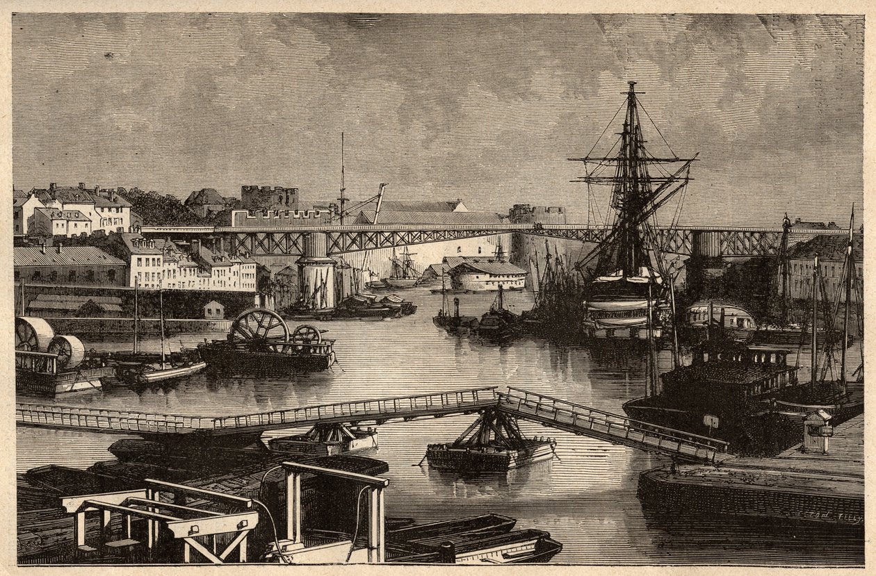 Brest - Sotasatama - Finistere - Bretagne - kaiverrus kirjaimella "" PATRIE"" - PECTURESSE RANSKAN KUVAUS 6 NITEESSÄ LUCIEN HUARD - 1800-luvun loppu tekijältä Unknown artist