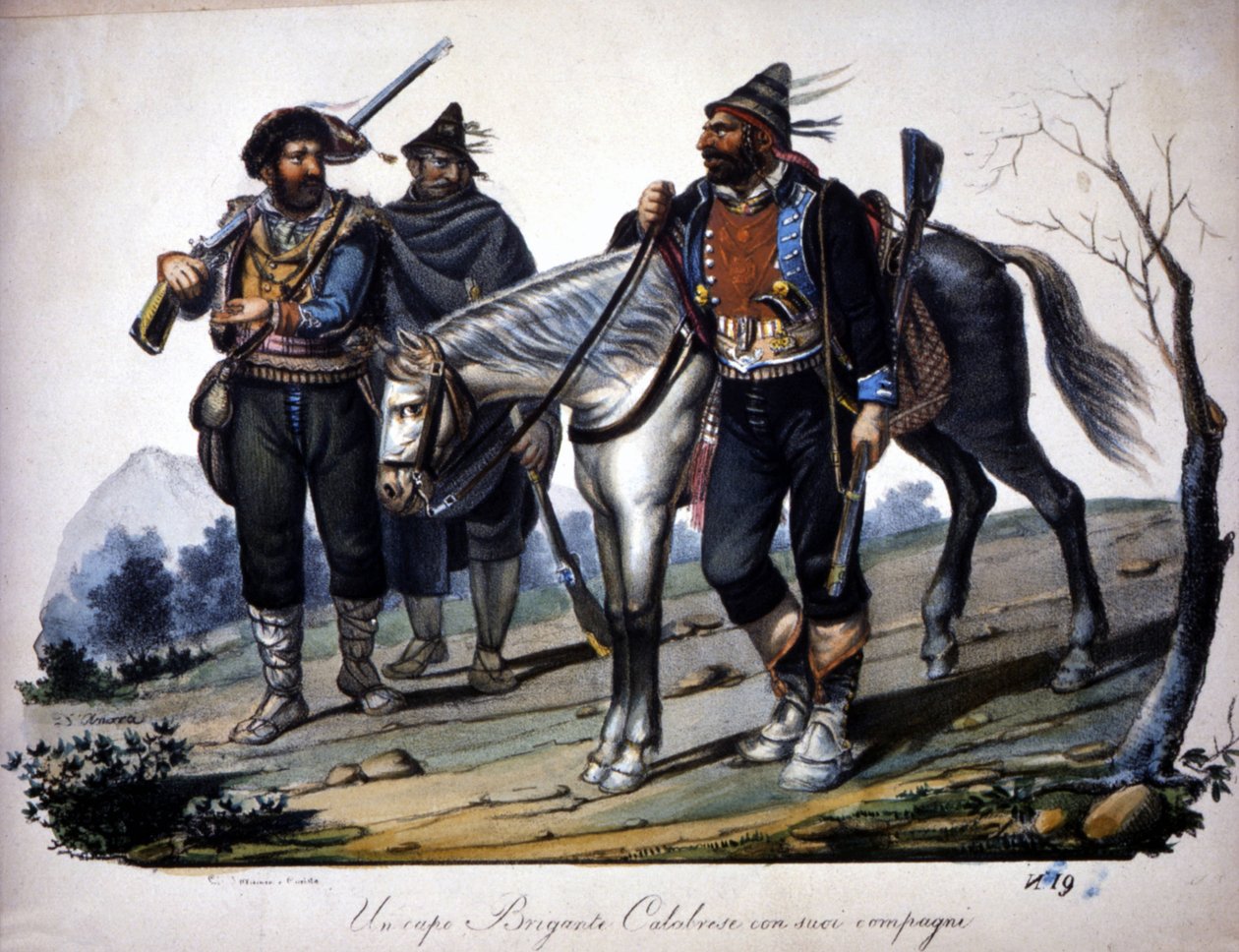 Prikaati Calabriassa, Italiassa, kaiverrus 1800-luvulta. tekijältä Unknown artist