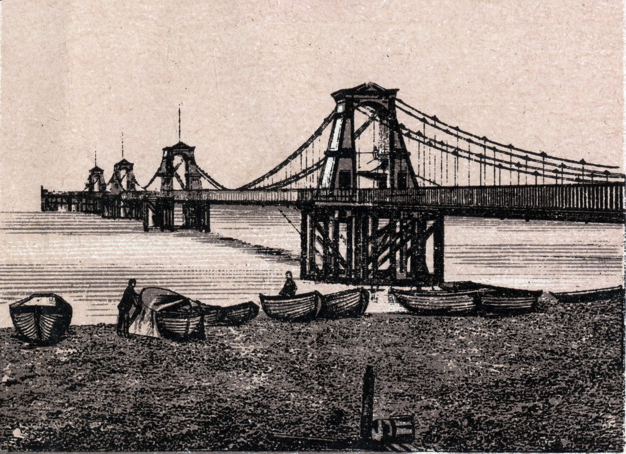 Brighton, Englanti: näkymä Chain Pier -laiturille. kirjassa "" Maailma havainnollistaa 168 näkymää"" Päiväämätön (1800-luvun loppu) tekijältä Unknown artist