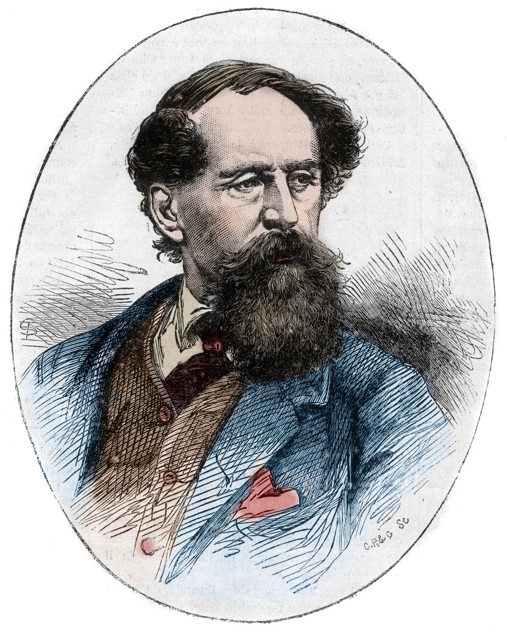 CHARLES DICKENS (1812-1870) - Englantilainen kirjailija - Muotokuva brittikirjailijasta Charles Dickensistä (1812-1870) tekijältä Unknown artist