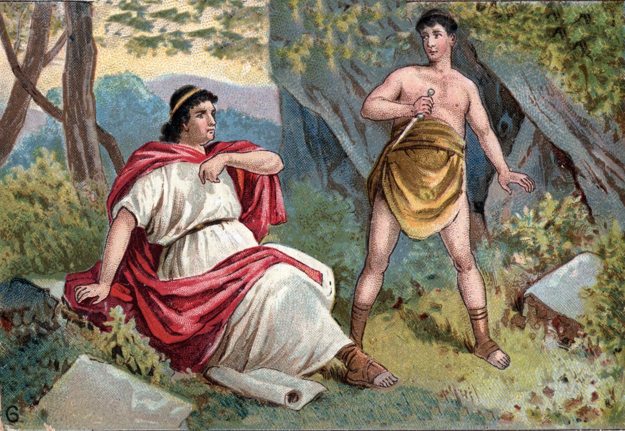 Caius Sempronius Gracchus (Gaius (Caio) Sempronius Gracco) (154-122 eKr.) (Gracque), plebeijöiden tribüüni, joutui senaatin ja pleben väliseen konfliktiin, käski orjaansa tappamaan hänet tekijältä Unknown artist