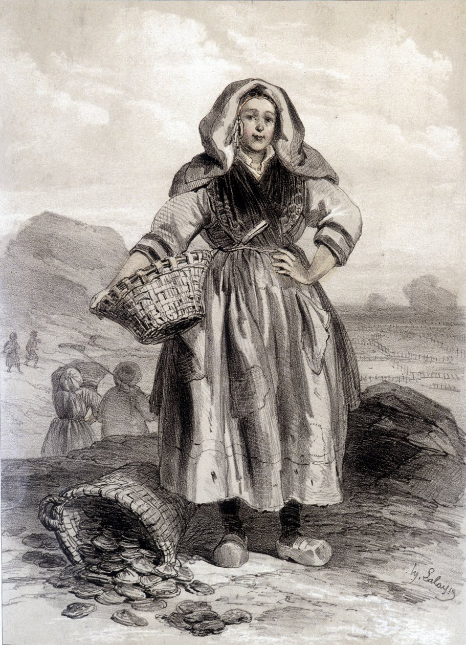 Cancale Oyster Fisherman - litografia tekijältä Unknown artist