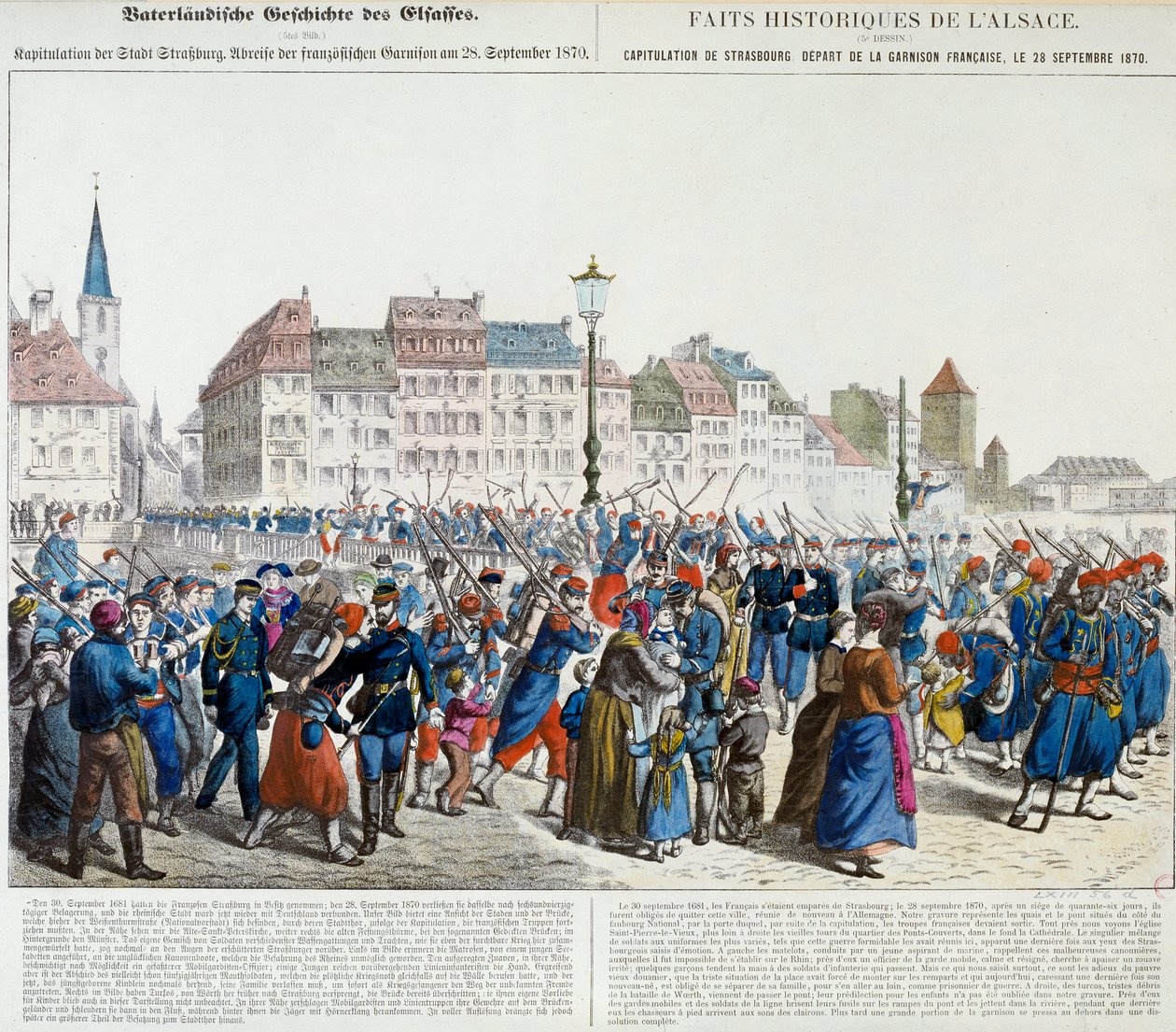 Strasbourgin antautuminen ja Ranskan varuskunnan lähtö, 28. syyskuuta 1870 tekijältä Unknown artist