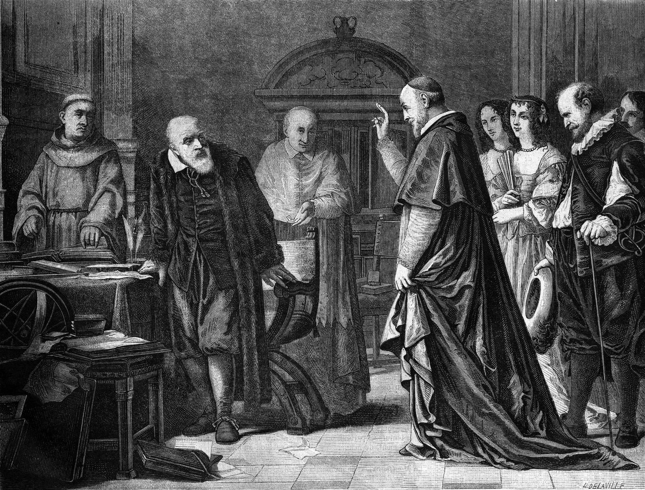 Galileon vankeus Galilei dit Galileo (1564 - 1642) Sienan arkkipiispan palatsissa. tekijältä Unknown artist