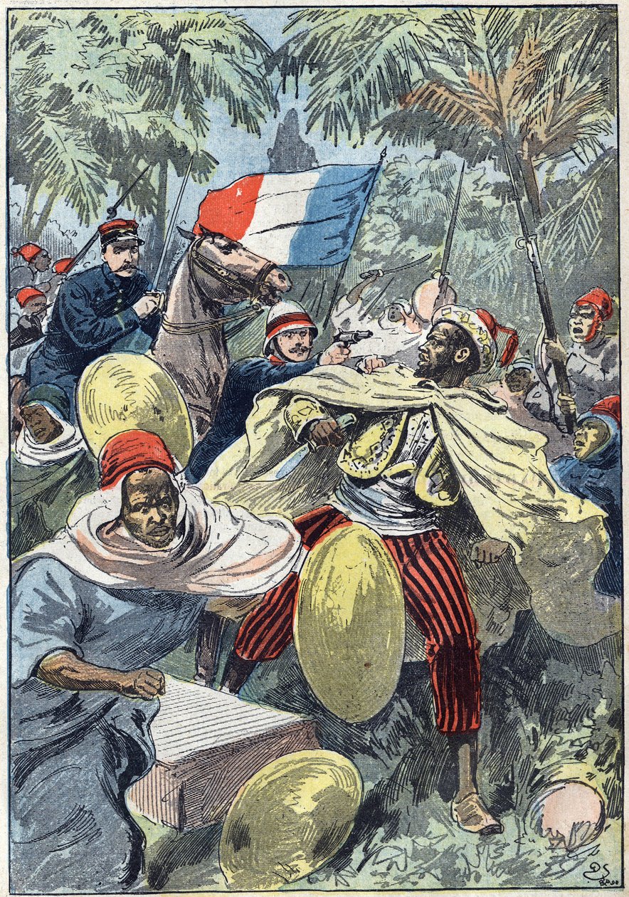 Kapteeni Gouraud ja luutnantti Jacquin vangitsivat Samory Touren (noin 1830-1900), sudanilaisen johtajan ja Ranskan siirtomaavallan vastustajan Afrikassa. Sudan tekijältä Unknown artist