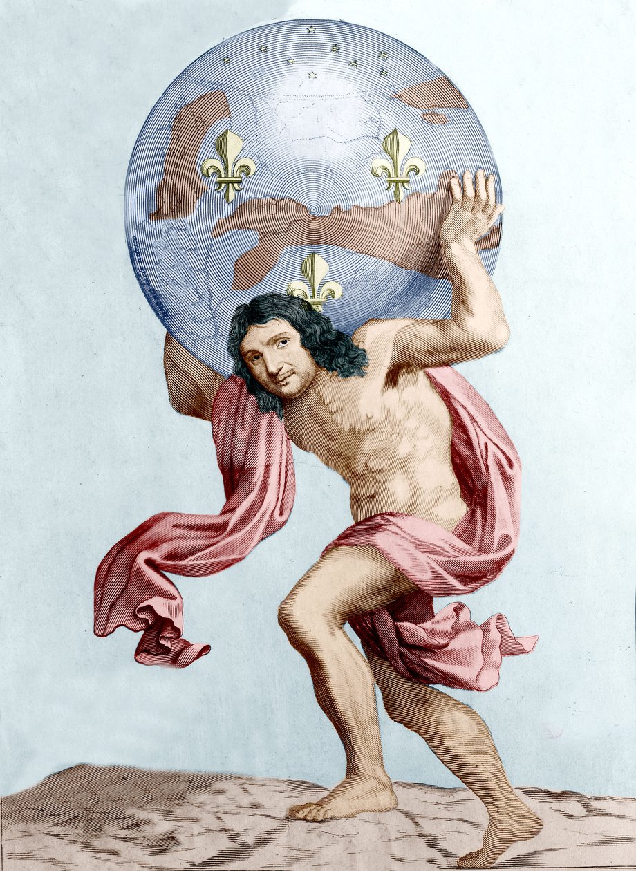 Karikatyyri Colbertista atlaksina (kaiverrus) tekijältä Unknown artist