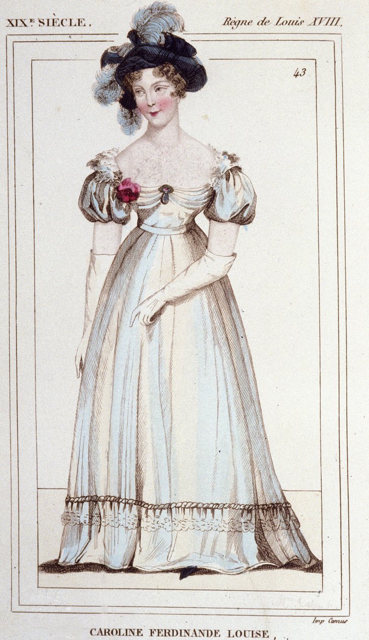 Caroline Ferdinande Louise Napolista, Berryn herttuatar (1798–1870). Berryn herttuan vaimo. Kaiverrus vuodelta 1830. tekijältä Unknown artist