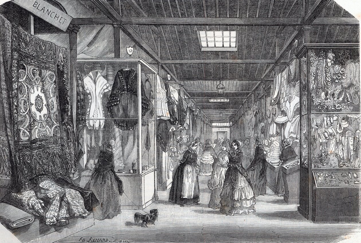 Carre du Palais Royal (Palais-Royal) Pariisissa 1800-luvulla - Edmond Texierin kaiverrus "" Tableau-de-Paris "" 1852 tekijältä Unknown artist
