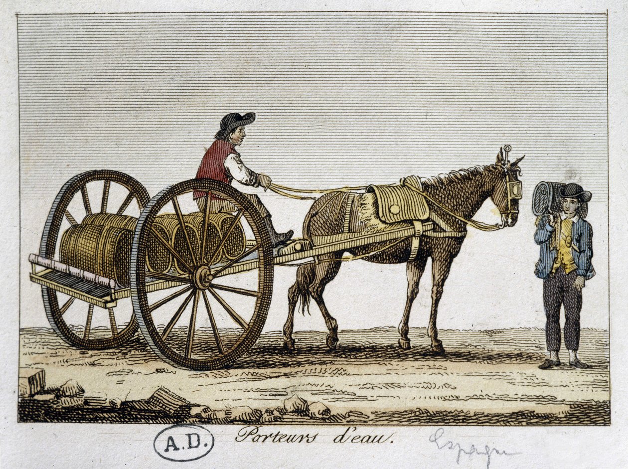 Kärry ja vesisäiliö Espanjassa 1800-luvulla tekijältä Unknown artist