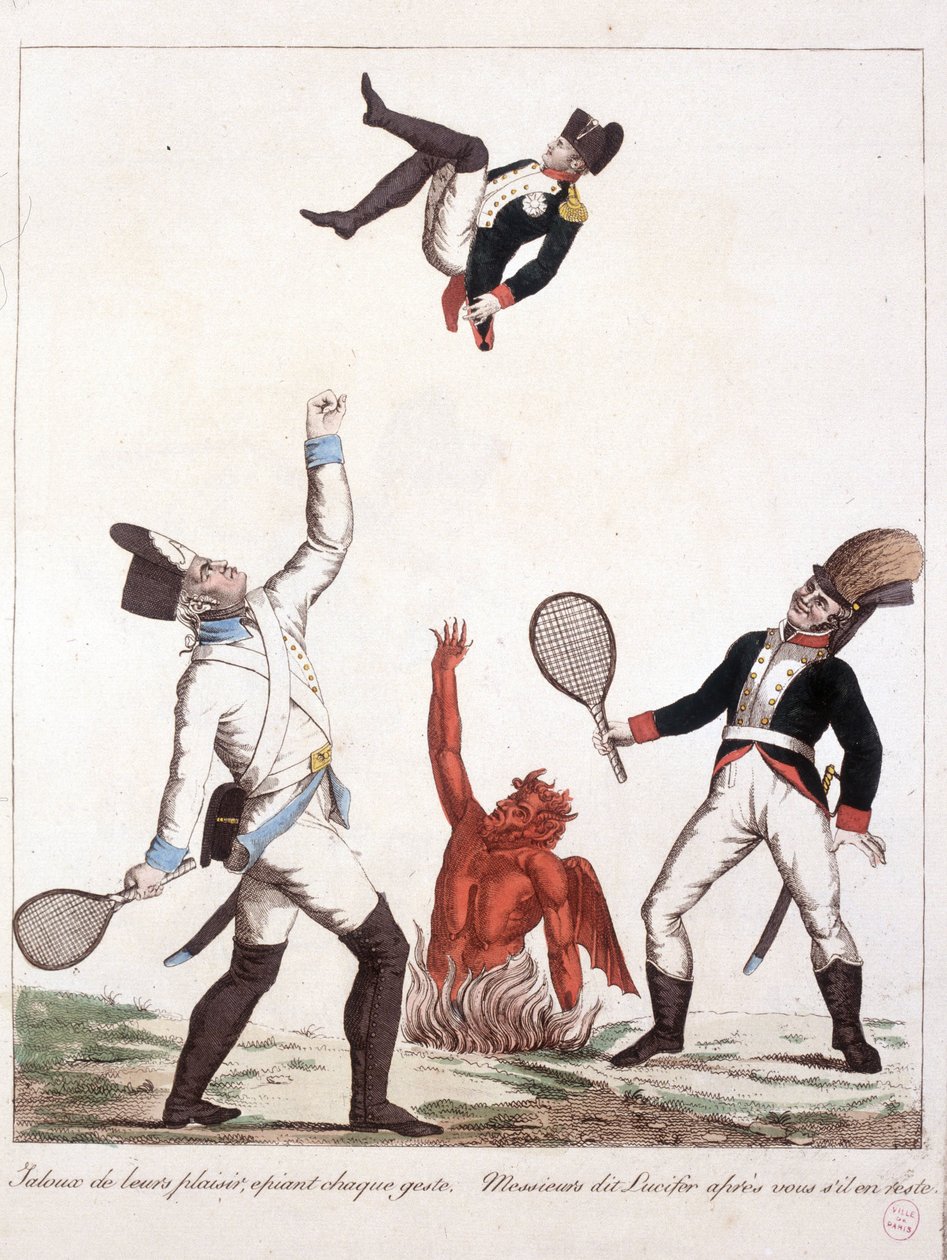 Sarjakuva Napoleon Bonapartesta - Napoleon I:ssä, karikatyyrejä, nuken kokoelma. 1814 - 1815. B.H.V.P. tekijältä Unknown artist