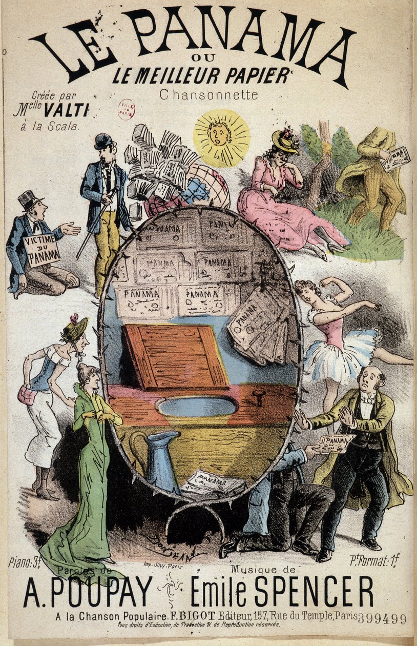 Sarjakuvalaulu "Panama tai paras paperi" luonut neiti Valti à la Scala, sanoitukset Poupay ja musiikin Emile Spencer, sd 1800-luku tekijältä Unknown artist