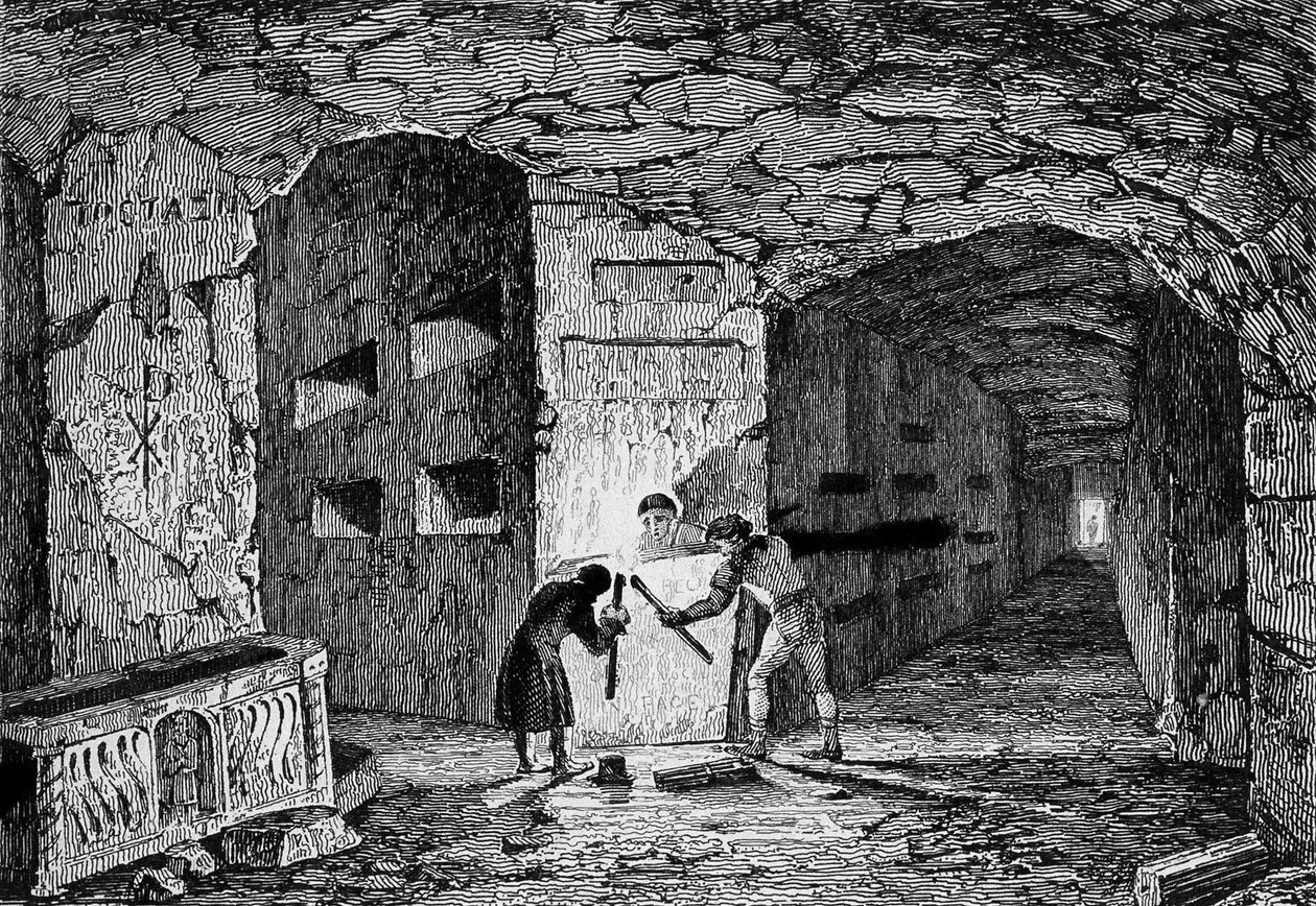 Rooman katakombit. Kaiverrus 1800-luku. tekijältä Unknown artist