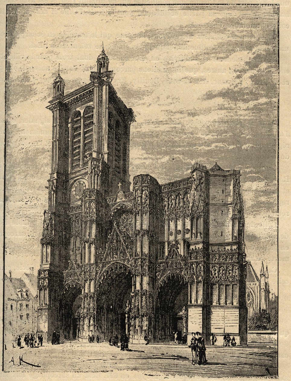 Cathedrale Saint-Pierre-et-Saint-Paul de Troyes - Champagne-Ardennes - kaiverrus kirjaimella "" PATRIE" - PECTUREQUIREQUE RANSKAN KUVAUS 6 OSASSA, LUCIEN HUARD - loppu 19. tekijältä Unknown artist