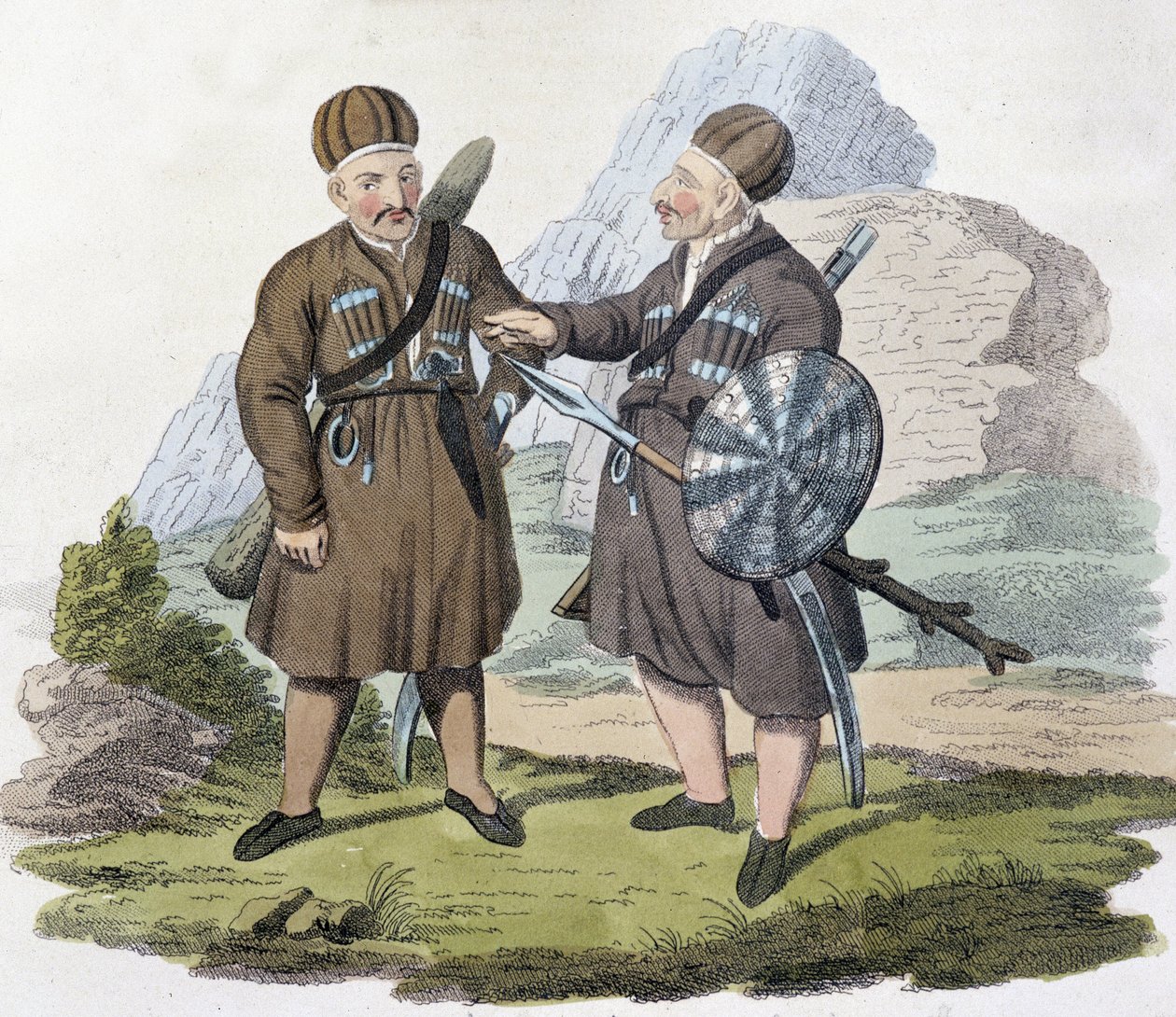 Kaukasialaiset soturit, deb. 1800-luvulla tekijältä Unknown artist