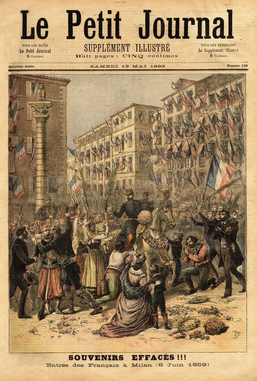 Napoleonin armeijan tulon juhliminen Milanossa 8. kesäkuuta tekijältä Unknown artist
