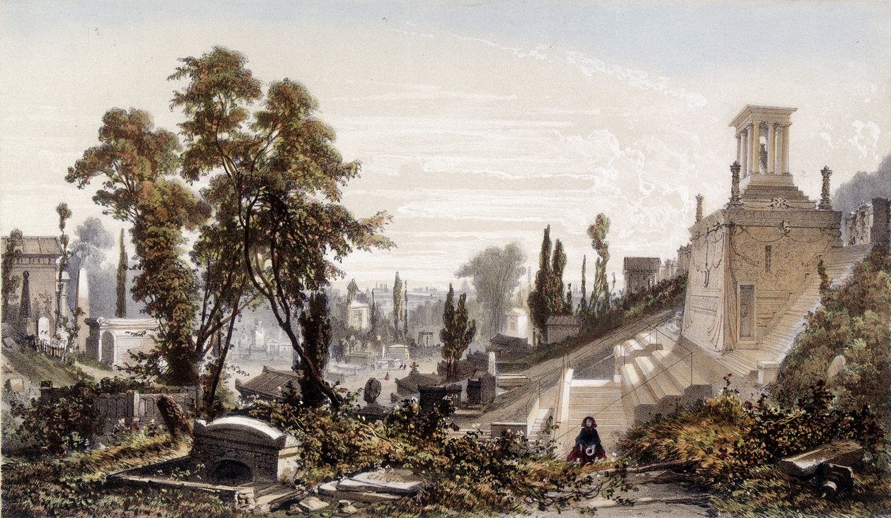 Père Lachaisen hautausmaa - litografia tekijältä Unknown artist