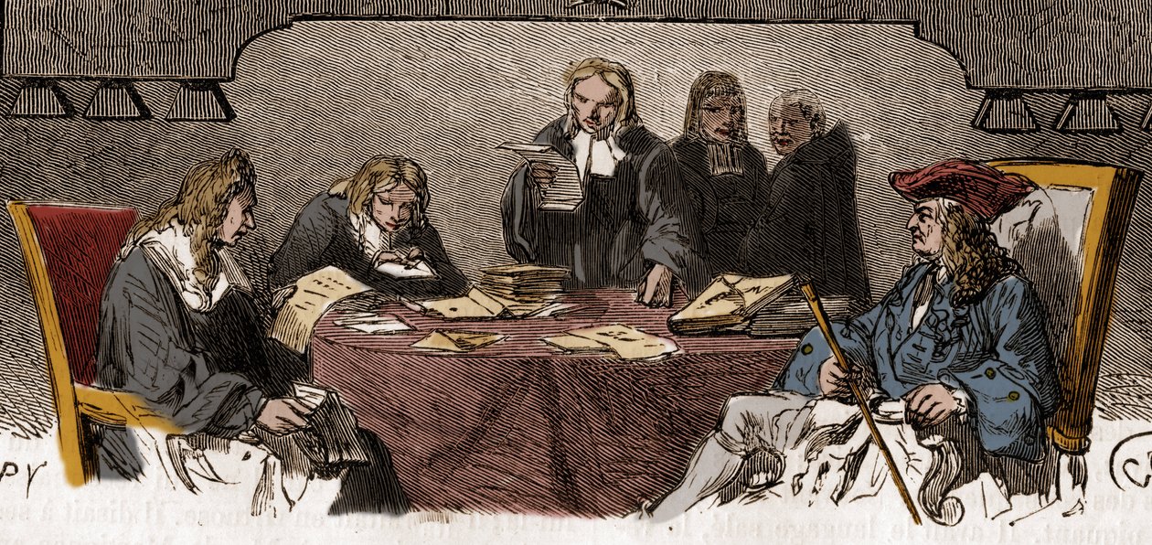 Sensuuri 1700-luvulla: Vanhan vallan aikana palvelua kutsutaan nimellä "Black Cabinet", joka vastaa yksityisen kirjeenvaihdon tarkastamisesta turvallisuussyistä. Kaiverrus 1800-luvulta. tekijältä Unknown artist