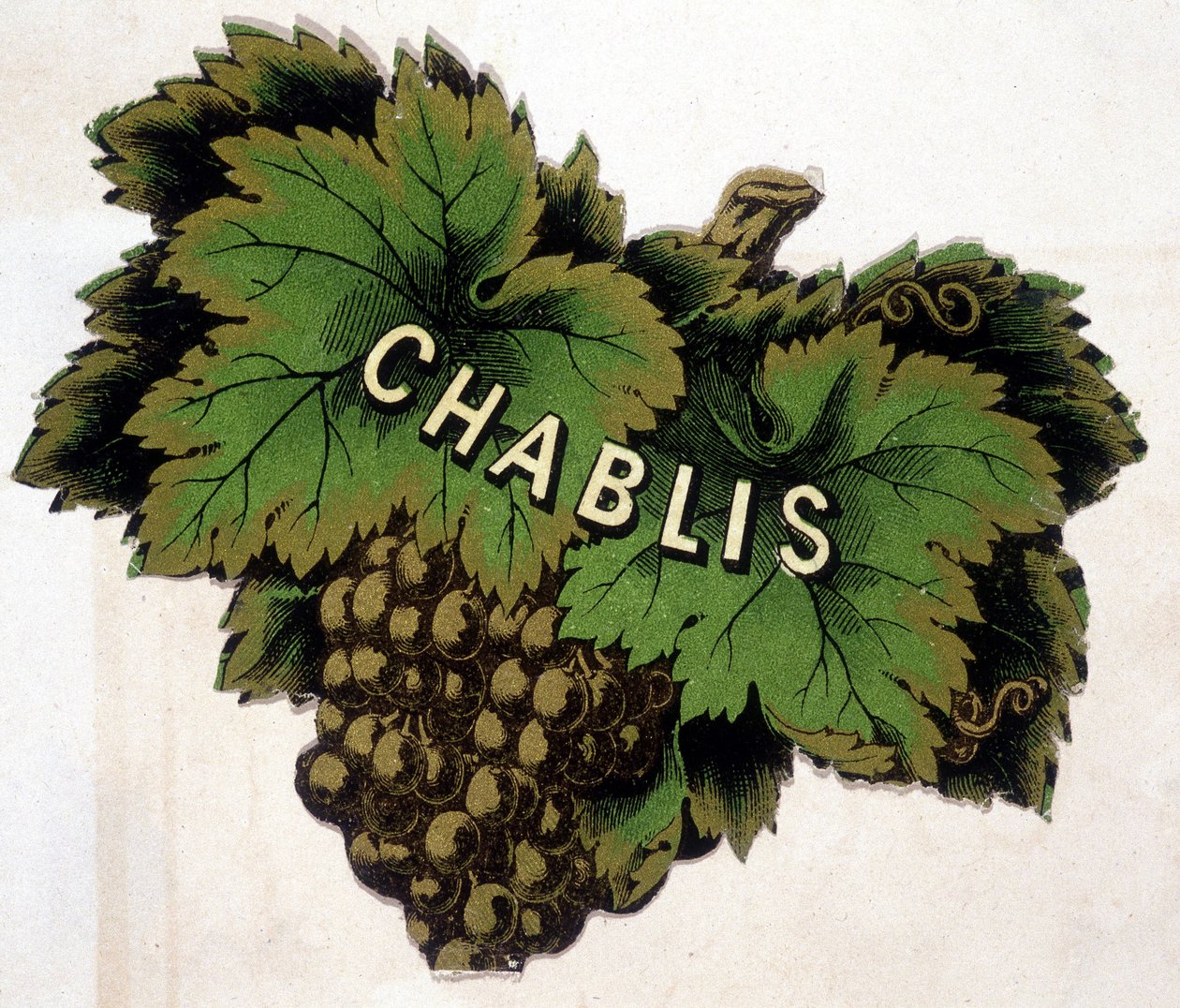 Chablis etiketti. Kromolitografia, n.d. tekijältä Unknown artist