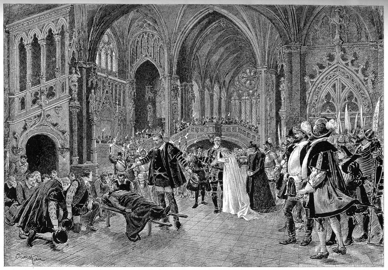 Karloo, Jonah, Rysoor, Blackcarmes, Alban herttua, Rafaela ja Alban herttuan jatko-osa IV näytöksessä "Soittajan kuolema"". Oopperan kohtaus "" Kotimaa! Sardou ja Louis Gallet (1835-1898). Musiikki Emile Paladilhe (1844-1926) tekijältä Unknown artist