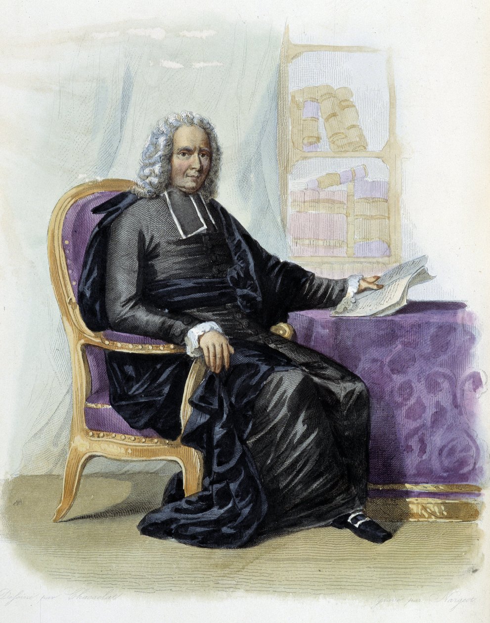 Charles Rollin (1661-1741), kirjailija ja historioitsija Ed. Mennechetissä, "" Le Plutarque francais"" tekijältä Unknown artist