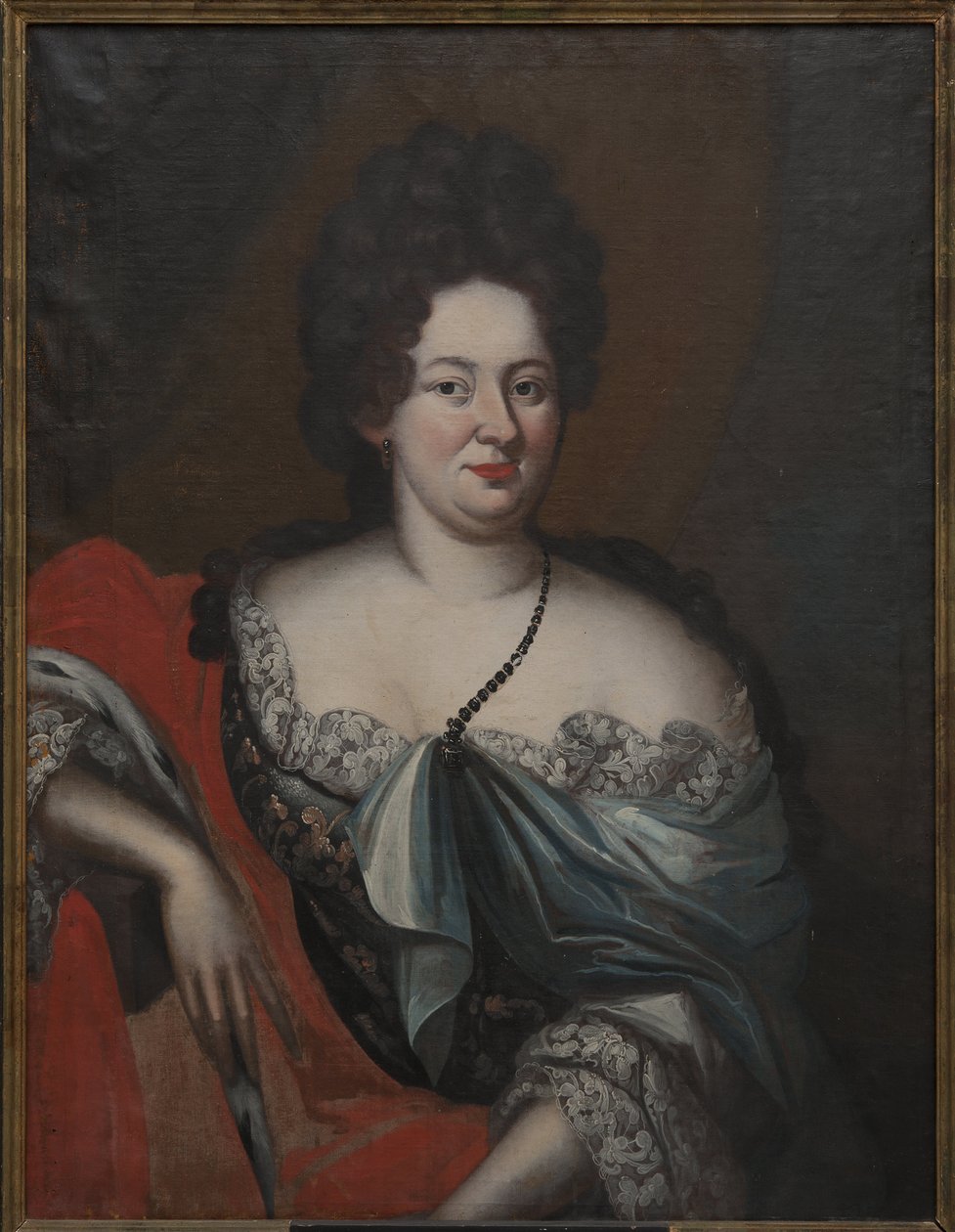 Charlotte Sophie, Kurinmaan herttuatar - Charlotte Sophien (1651-1728), Kurinmaan herttuatar, Anonyymi muotokuva. Öljy kankaalle. Mitat: 98x74 cm. Tukholman kansallismuseo tekijältä Unknown artist