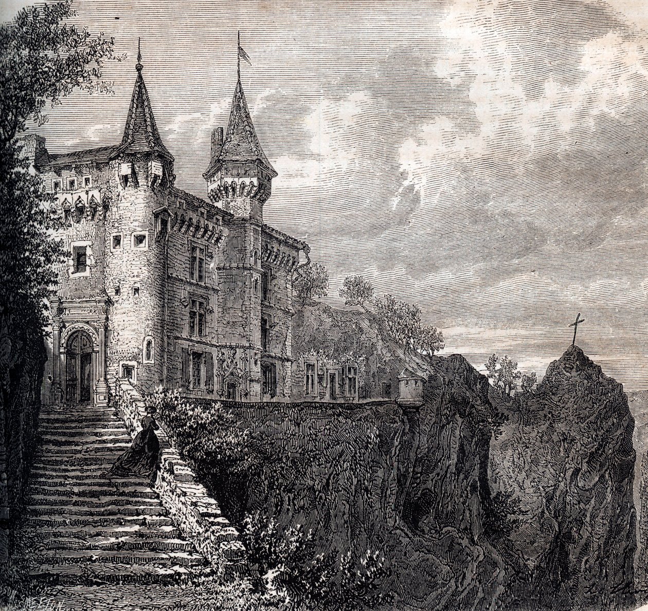 Chateau de la Rochelambert (chateau-de-la-rochelambert) Saint Paulienissa - Haute-Loire - Auvergne-Rhône-Alpes - kaiverrus noin 1867 tekijältä Unknown artist