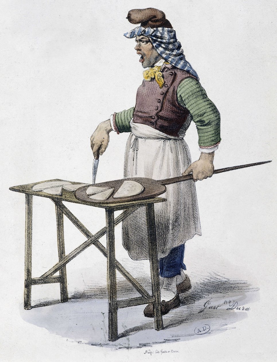 Juustokauppias Italiassa - litografia tekijältä Unknown artist